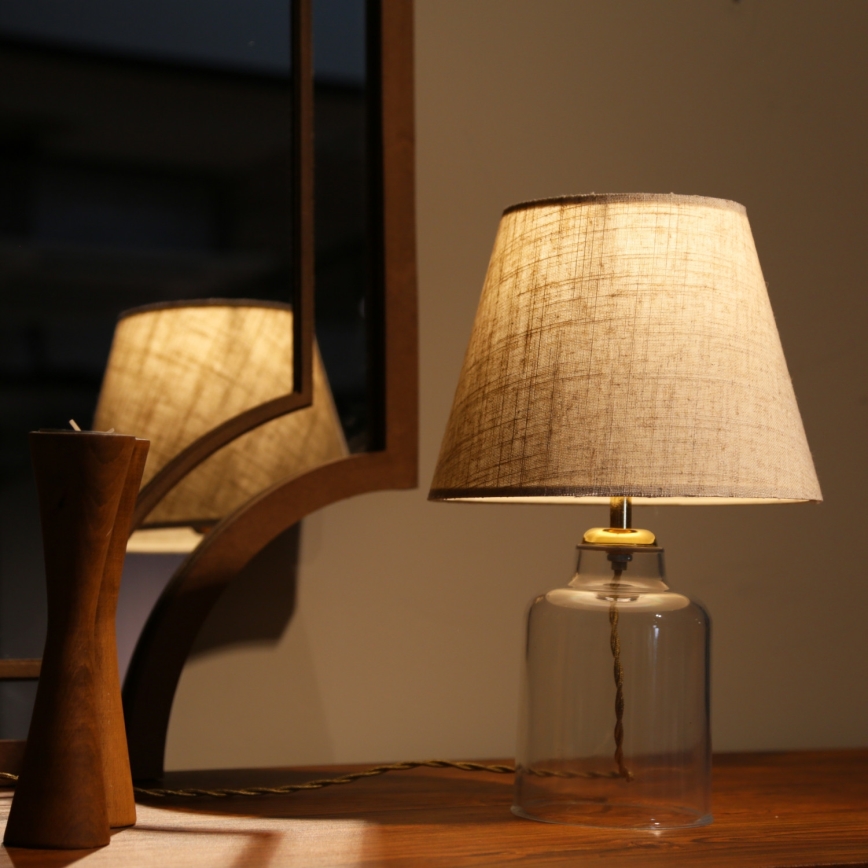 Stona lampa AYD 1xE27/40W/230V siva/prozirna