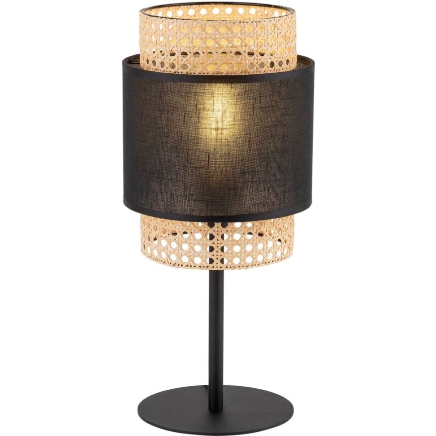 Stona lampa BOHO 1xE27/15W/230V crna/ratan