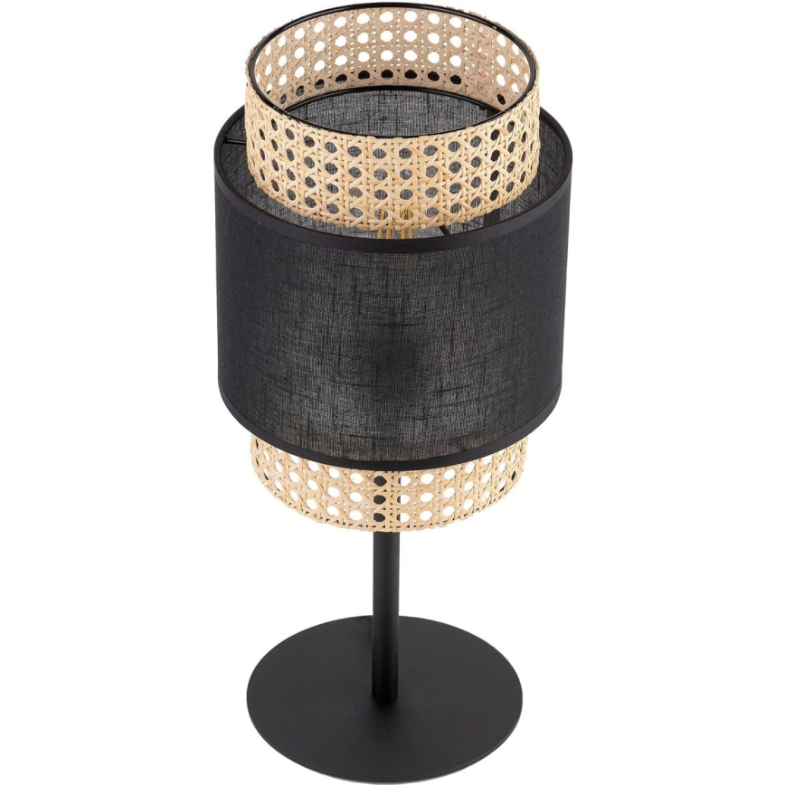 Stona lampa BOHO 1xE27/15W/230V crna/ratan