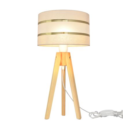 Stona lampa HELEN 1xE27/15W/230V krem/zlatna/borovina