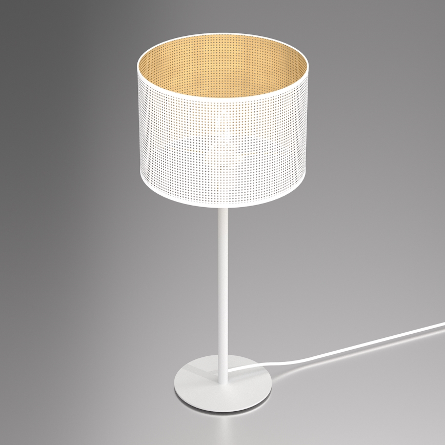 Stona lampa LOFT SHADE 1xE27/60W/230V, prečnik 25 cm, bela/zlatna