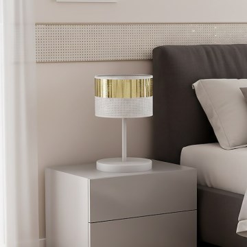 Stona lampa LUX 1xE27/15W/230V bela/zlatna