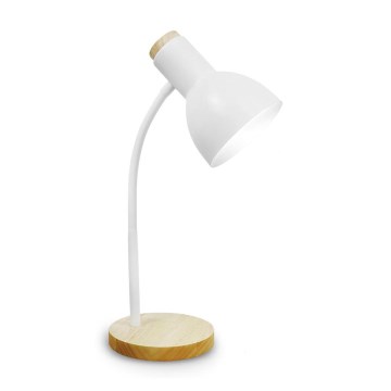 Stona lampa MARMA 1xE27/40W/230V bela/kaučukovo drvo