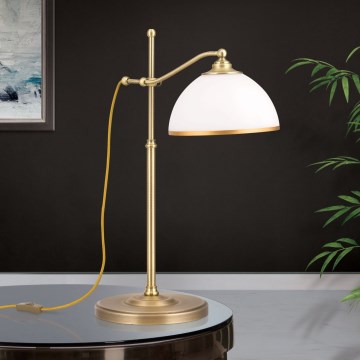 Stona lampa OLD LAMP 1xE27/40W/230V 65 cm bela/mesing