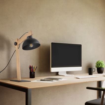 Stona lampa OSLO 1xE27/15W/230V borovina/crna