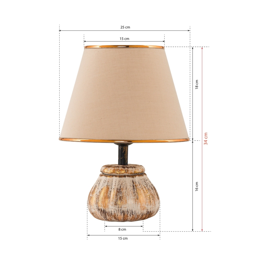 Stona lampa RAMZES 1xE27/40W/230V krem/zlatna
