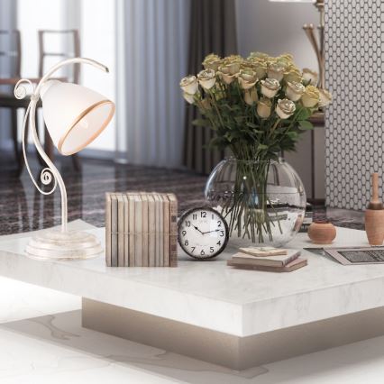 Stona lampa RETRO II 1xE27/60W/230V bela patina