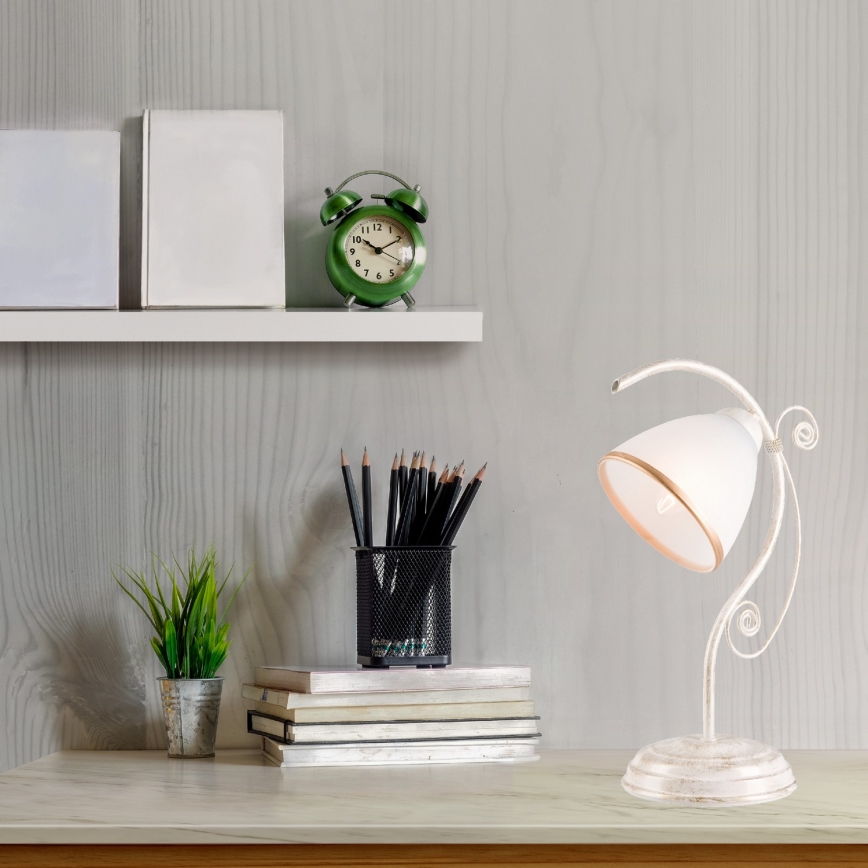 Stona lampa RETRO II 1xE27/60W/230V bela patina