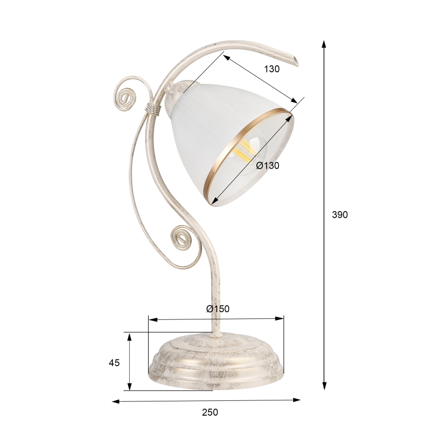 Stona lampa RETRO II 1xE27/60W/230V bela patina
