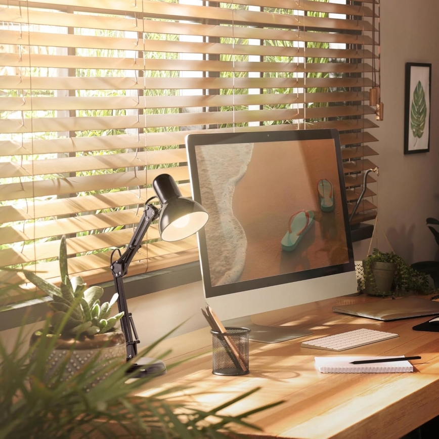 Stona lampa sa klipsom 2u1 1xE27/60W/230V crna