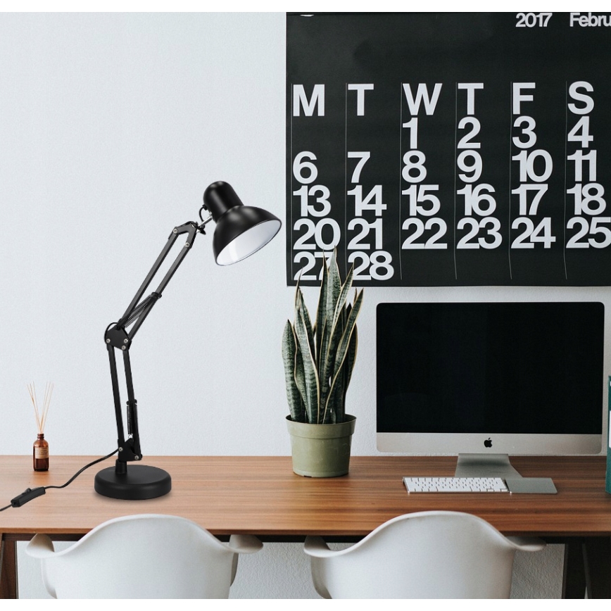 Stona lampa sa klipsom 2u1 1xE27/60W/230V crna