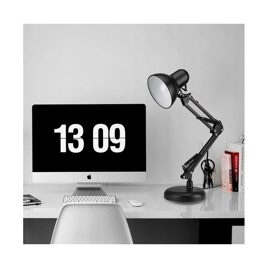 Stona lampa sa klipsom 2u1 1xE27/60W/230V crna