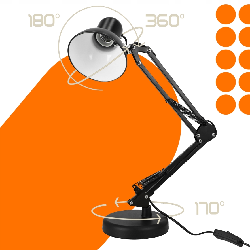 Stona lampa sa klipsom 2u1 1xE27/60W/230V crna