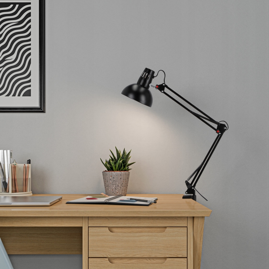 Stona lampa sa stezaljkom 1xE27/60W/230V crna