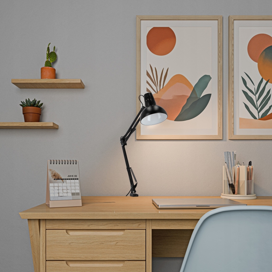 Stona lampa sa stezaljkom 1xE27/60W/230V crna