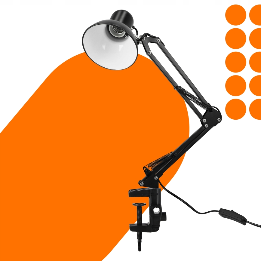 Stona lampa sa stezaljkom 1xE27/60W/230V crna