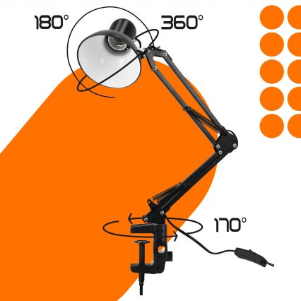 Stona lampa sa stezaljkom 1xE27/60W/230V crna