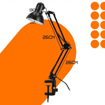 Stona lampa sa stezaljkom 1xE27/60W/230V crna