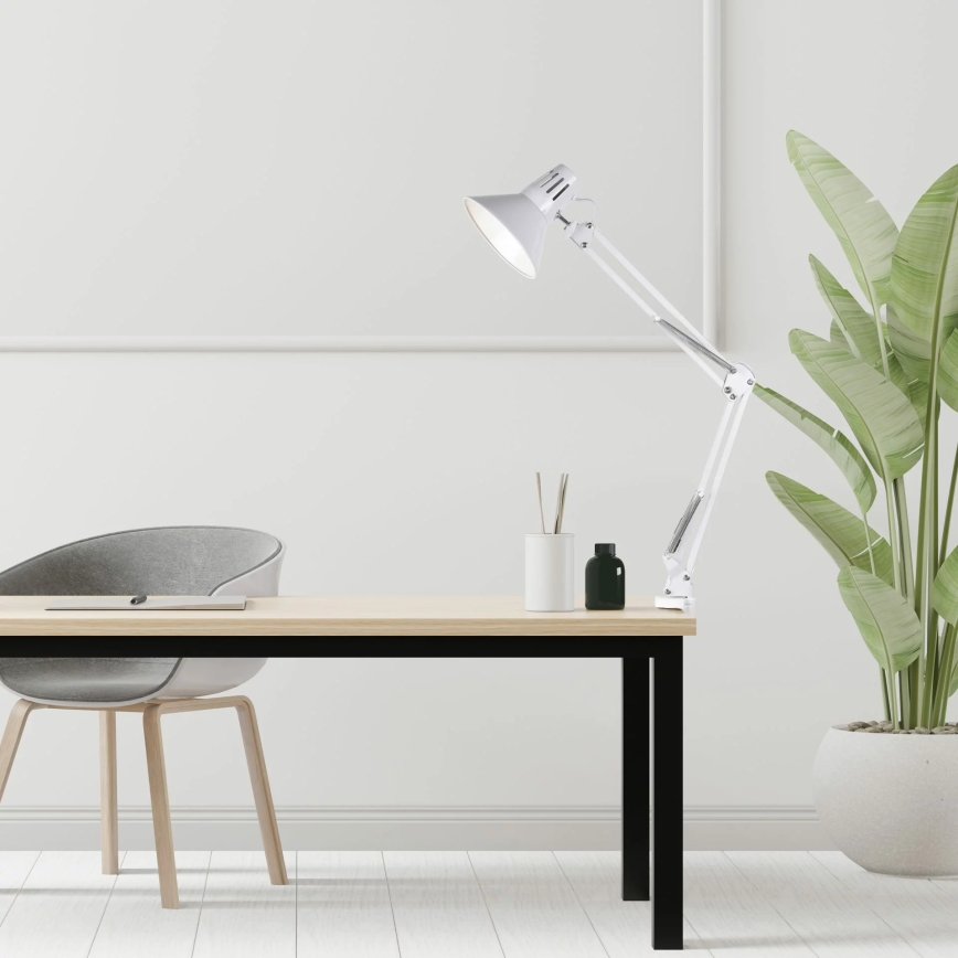 Stona lampa sa stezaljkom WORKER 1xE27/10W/230V bela