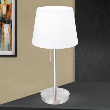 Stona lampa sa USB portom LUDWIG 1xE27/40W/230V 50 cm bela/matni hrom