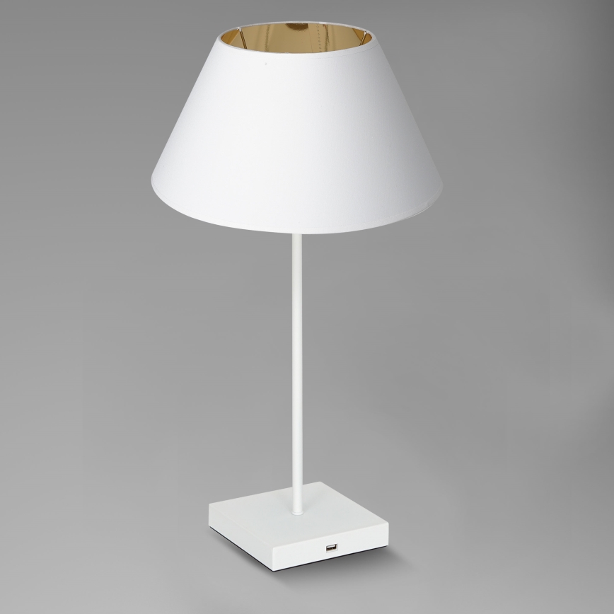 Stona lampa sa USB priključkom 1xE27/60W/230V bela