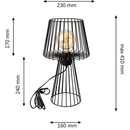 Stona lampa TORRI 1xE27/15W/230V crna