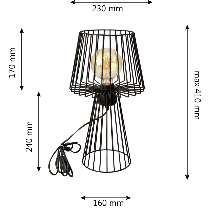 Stona lampa TORRI 1xE27/15W/230V crna