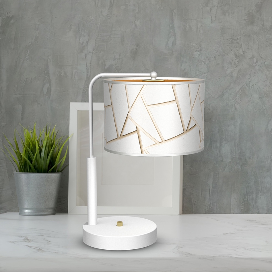 Stona lampa ZIGGY 1xE27/60W/230V bela/zlatna