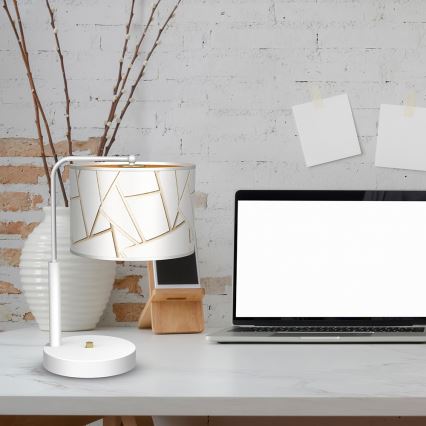 Stona lampa ZIGGY 1xE27/60W/230V bela/zlatna