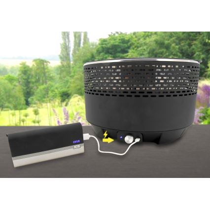 Stoni roštilj na drveni ugalj 4xAA/USB crni