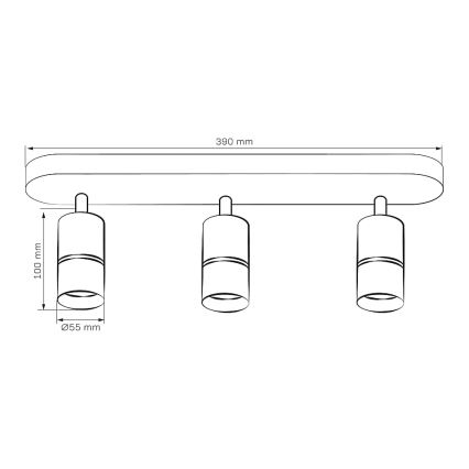 Stropna spot svetiljka BAMBOO 3xGU10/10W/230V crna