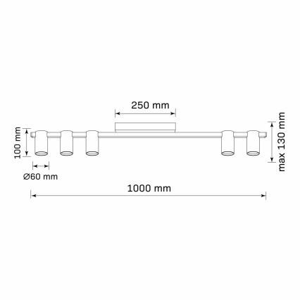 Stropna spot svetiljka MARIBEL 5xGU10/10W/230V crna