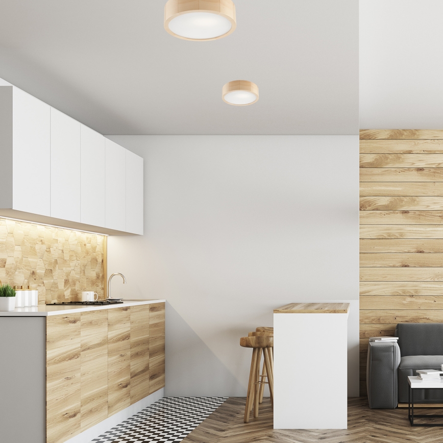 Stropna svetiljka NATURAL 1xE27/60W/230V, prečnik 27 cm, od borovine