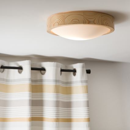 Stropna svetiljka NATURAL SLIM 1xE27/60W/230V prečnik 27 cm borovina