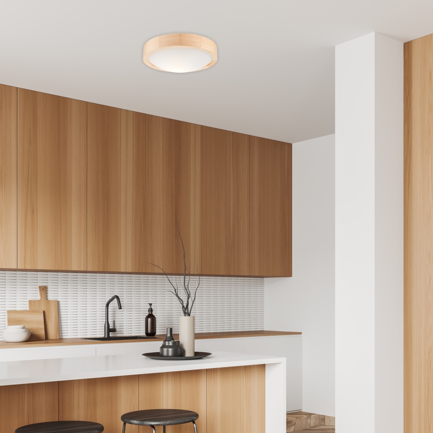 Stropna svetiljka NATURAL SLIM 1xE27/60W/230V prečnik 27 cm borovina