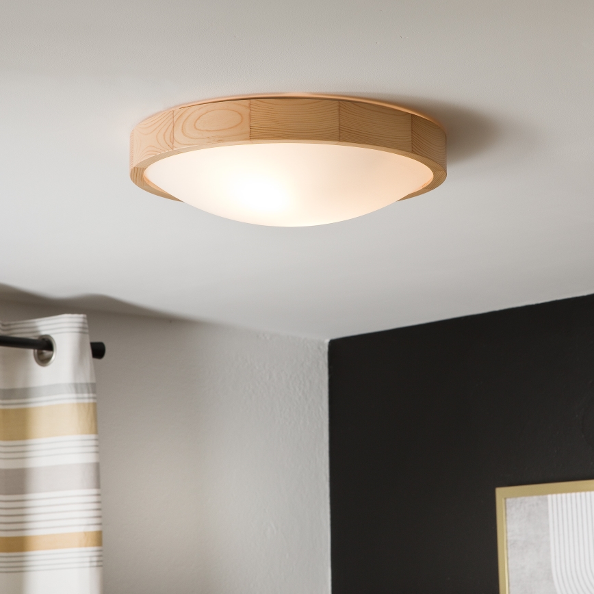 Stropna svetiljka NATURAL SLIM 2xE27/60W/230V, prečnika 37 cm, u dekoru borovine