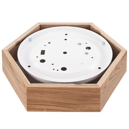 Stropna svetiljka OAK HEX 1xE27/60W/230V prečnik 32 cm hrast