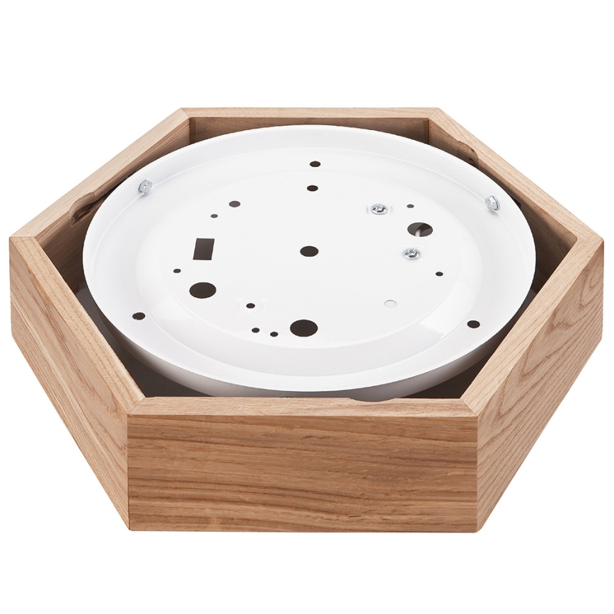 Stropna svetiljka OAK HEX 1xE27/60W/230V prečnik 32 cm hrast
