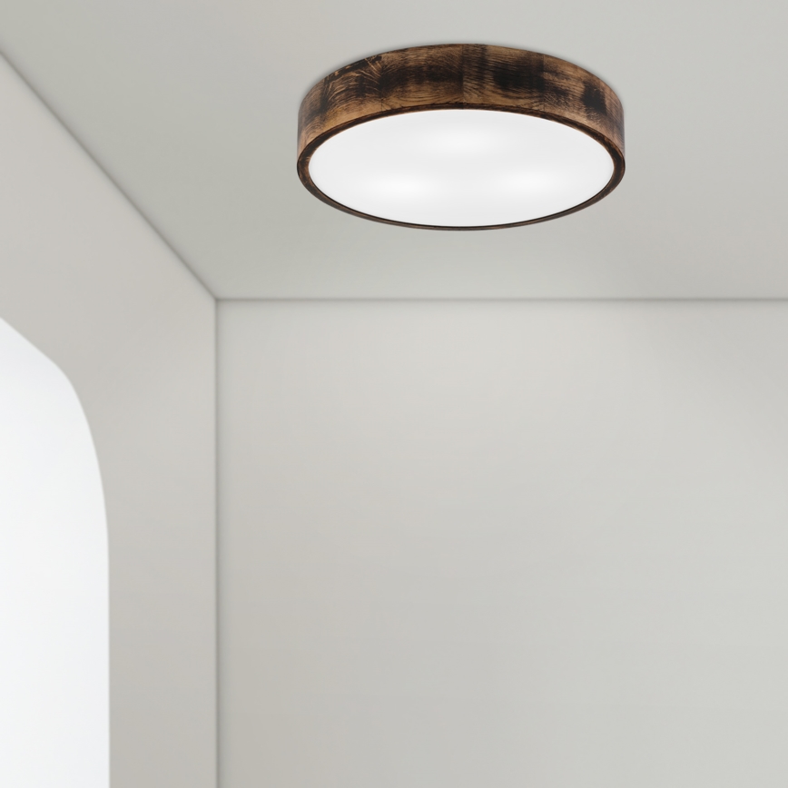 Stropna svetiljka OAK SMOKY 3xE27/15W/230V, prečnik 47,5 cm, hrast/tamno braon
