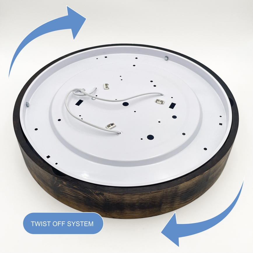 Stropna svetiljka OAK SMOKY 3xE27/15W/230V, prečnik 47,5 cm, hrast/tamno braon