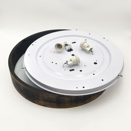 Stropna svetiljka OAK SMOKY 3xE27/15W/230V, prečnik 47,5 cm, hrast/tamno braon