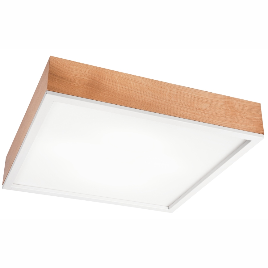 Stropna svetiljka OAK SQUARE 4xE27/15W/230V 48x48 cm hrast/bela