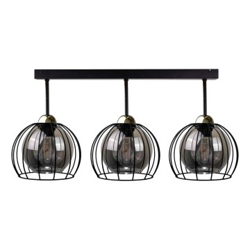 Stropni luster SOLO BLACK 3xE27/60W/230V crna/zlatna