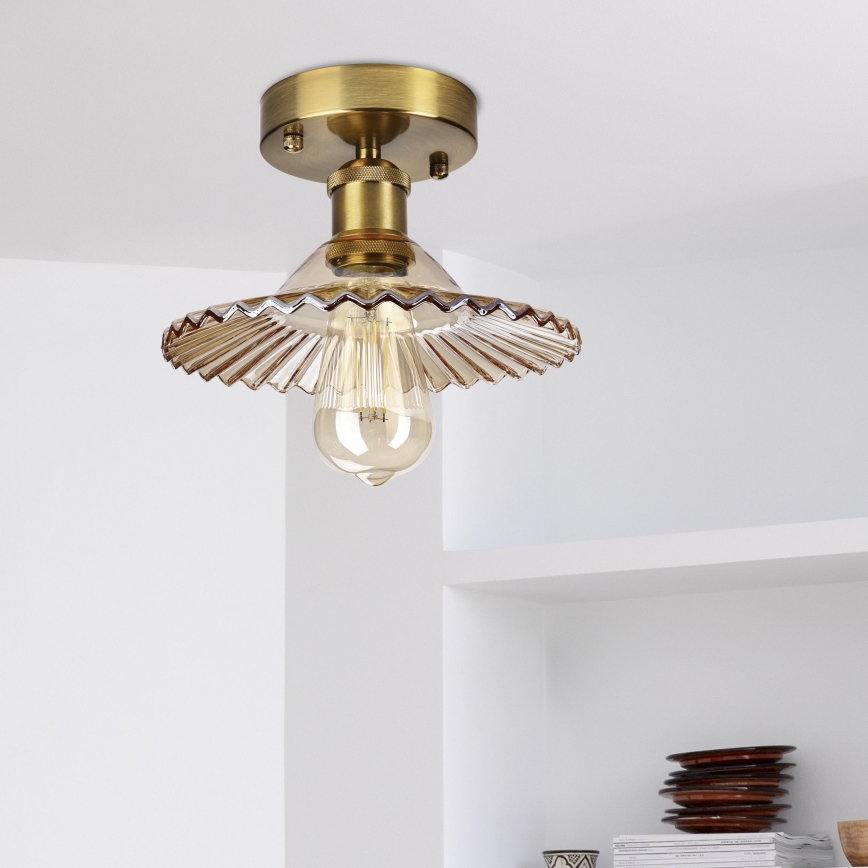 Stropni luster TRISH 1xE27/15W/230V zlatna/dimljeno bež