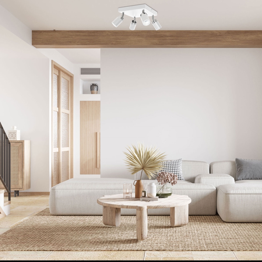 Stropni spot RENO 4xGU10/8W/230V beli/sjajni hrom