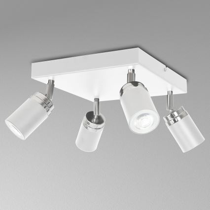 Stropni spot RENO 4xGU10/8W/230V beli/sjajni hrom