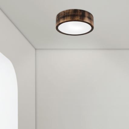Stropno kupatilsko svetlo OAK SMOKY 2xE27/15W/230V IP54 prečnik 27,5 cm hrast/braon