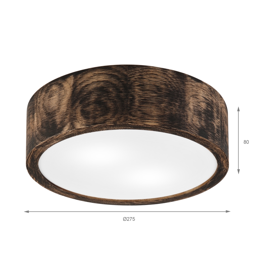 Stropno kupatilsko svetlo OAK SMOKY 2xE27/15W/230V IP54 prečnik 27,5 cm hrast/braon