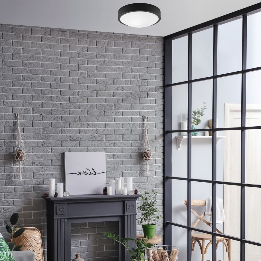 Stropno svetlo JONAS 1xE27/60W/230V prečnik 26 cm crna