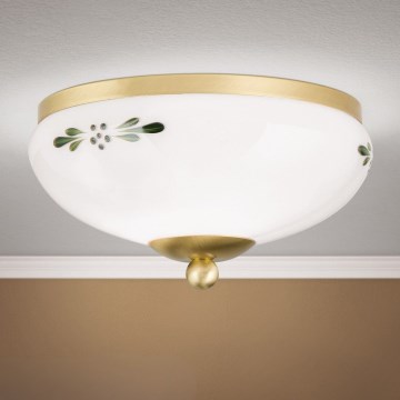 Stropno svetlo LANDHAUS 1xE27/60W/230V Ø 21 cm mesing/bela/zelena